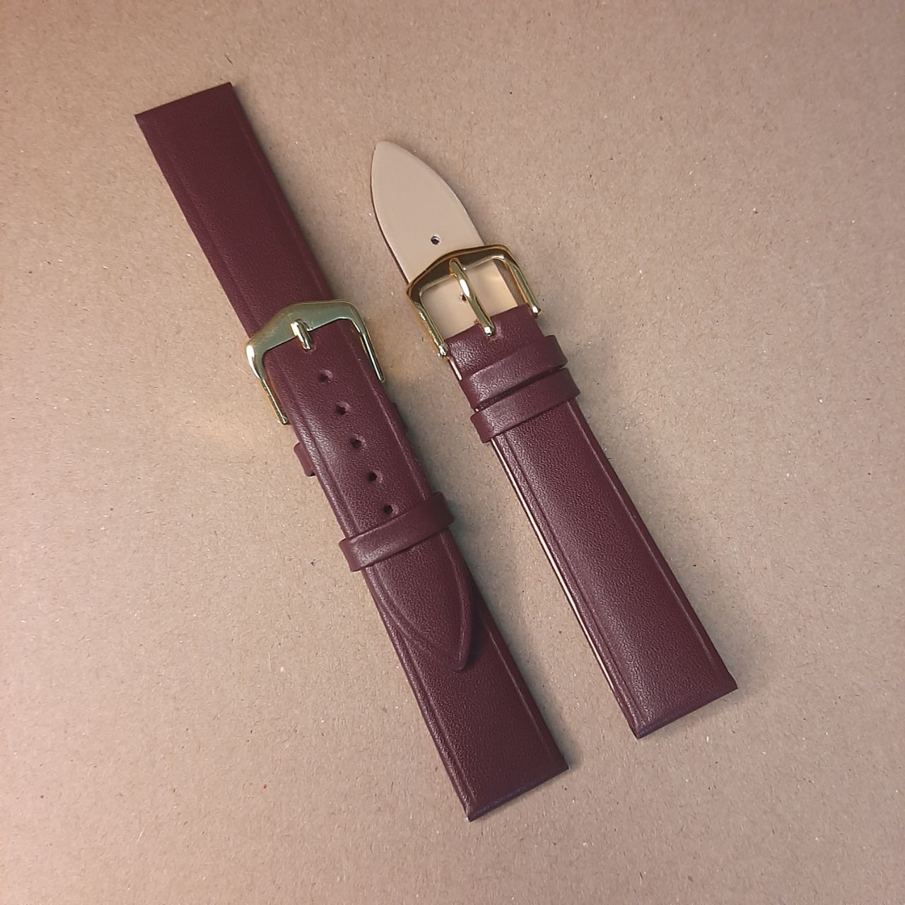 18mm Maroon Non-Padded Leather Watch Strap – Vintage-Inspired Elegance  Image