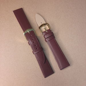 18mm Maroon Non-Padded Leather Watch Strap – Vintage-Inspired Elegance  Image