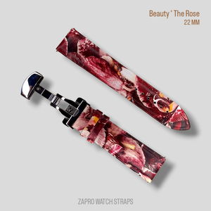 Zapro 22mm Beauty The Rose  Leather Watch Strap with Butterfly Clasp 22 MM    Image