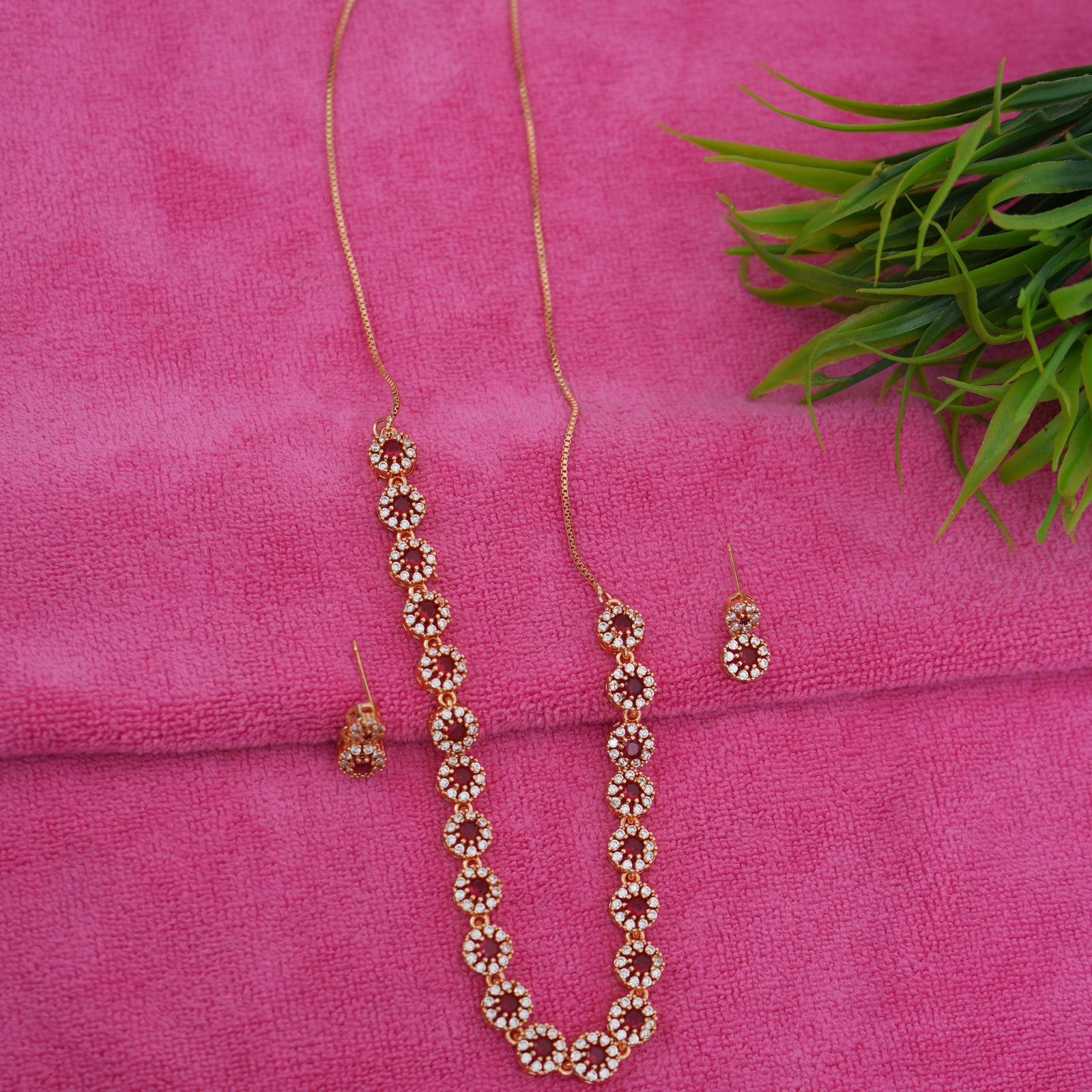 Royal Ruby Bloom Necklace Set Image