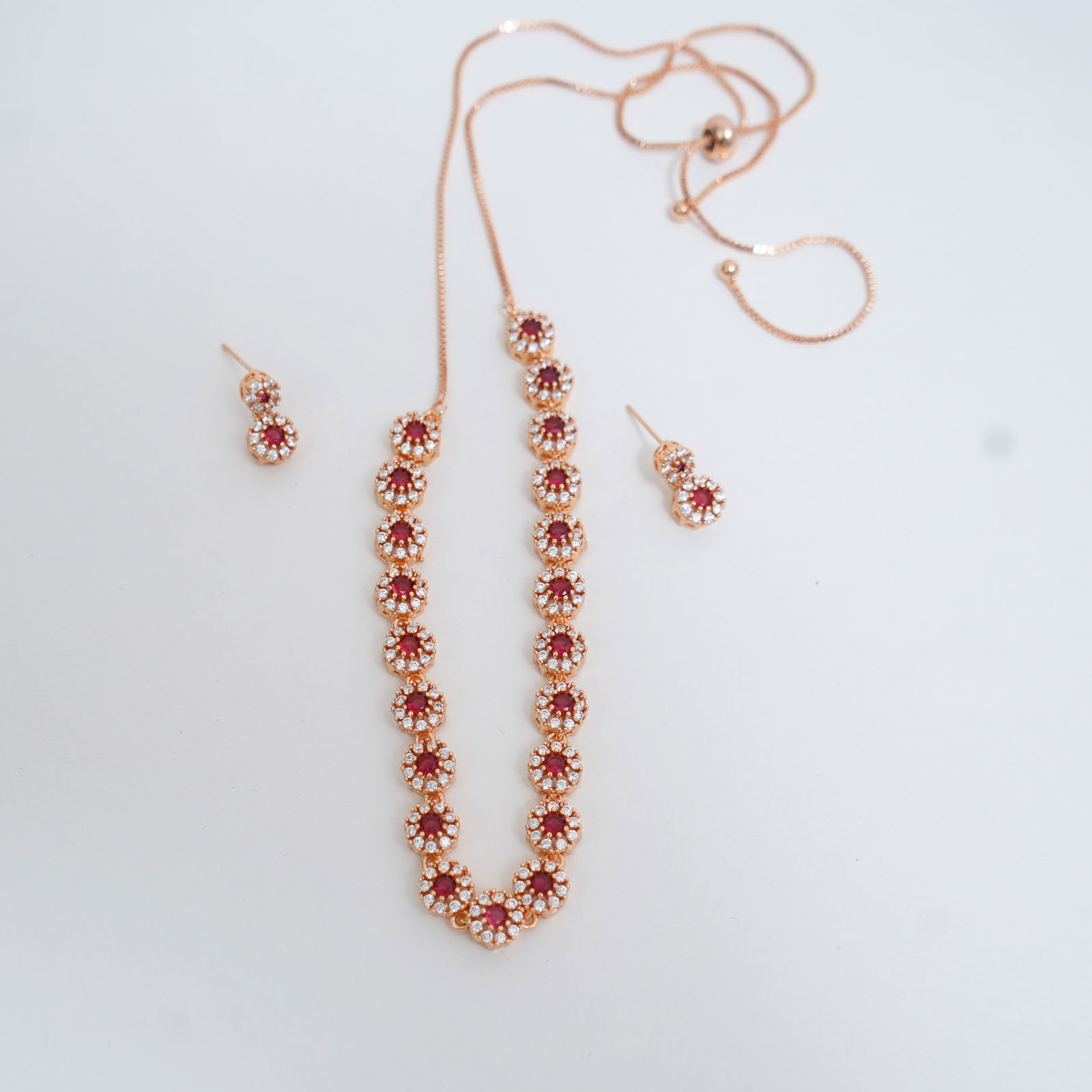 Royal Ruby Bloom Necklace Set
