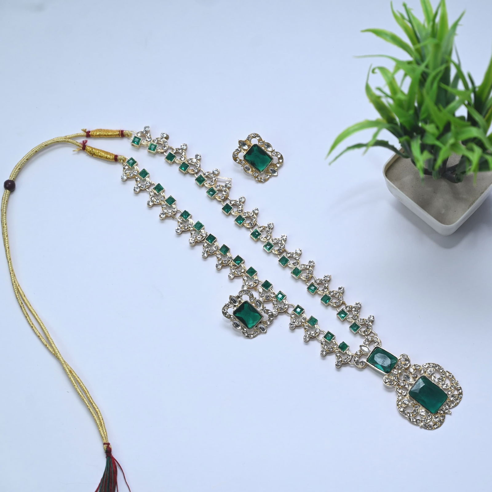Neeta Ambani Green Necklace Set with Matching Earrings Image