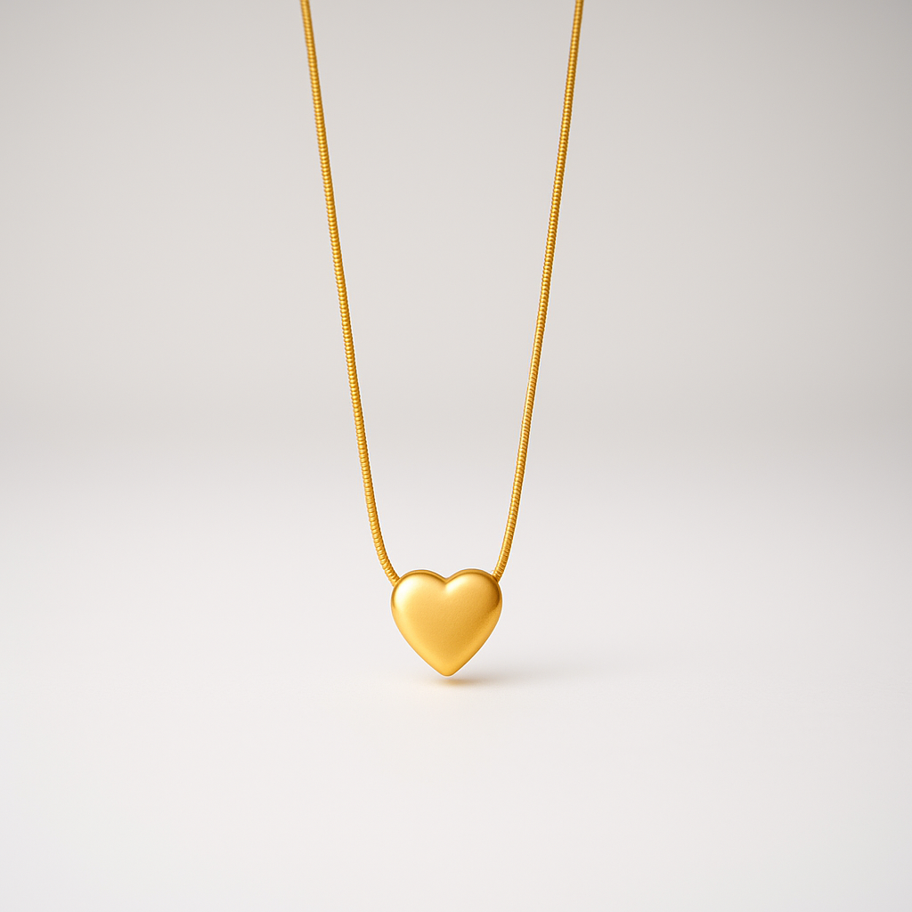 GilteZara HeartGlow Matte Gold Pendant  Image