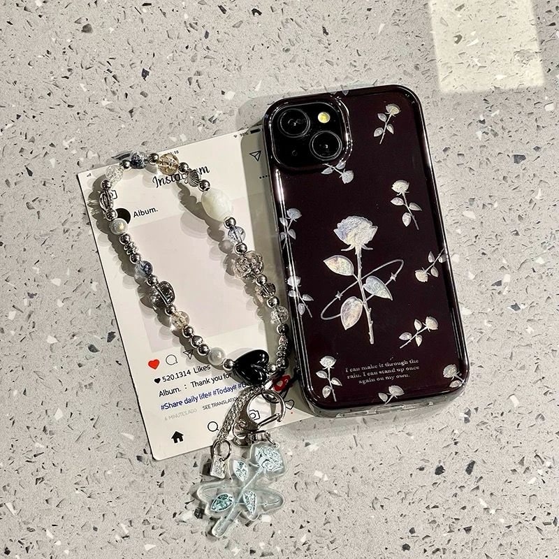 Silver rose black case