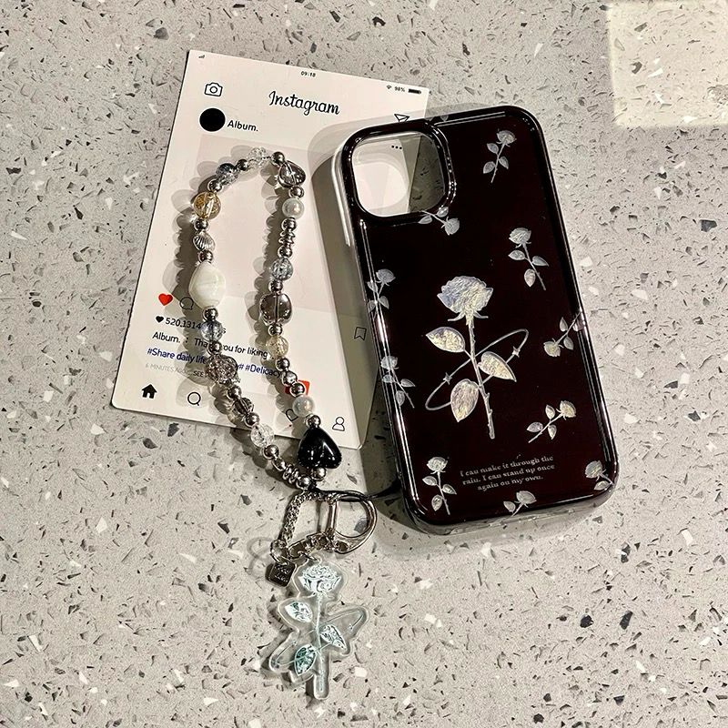 Silver rose black case Image