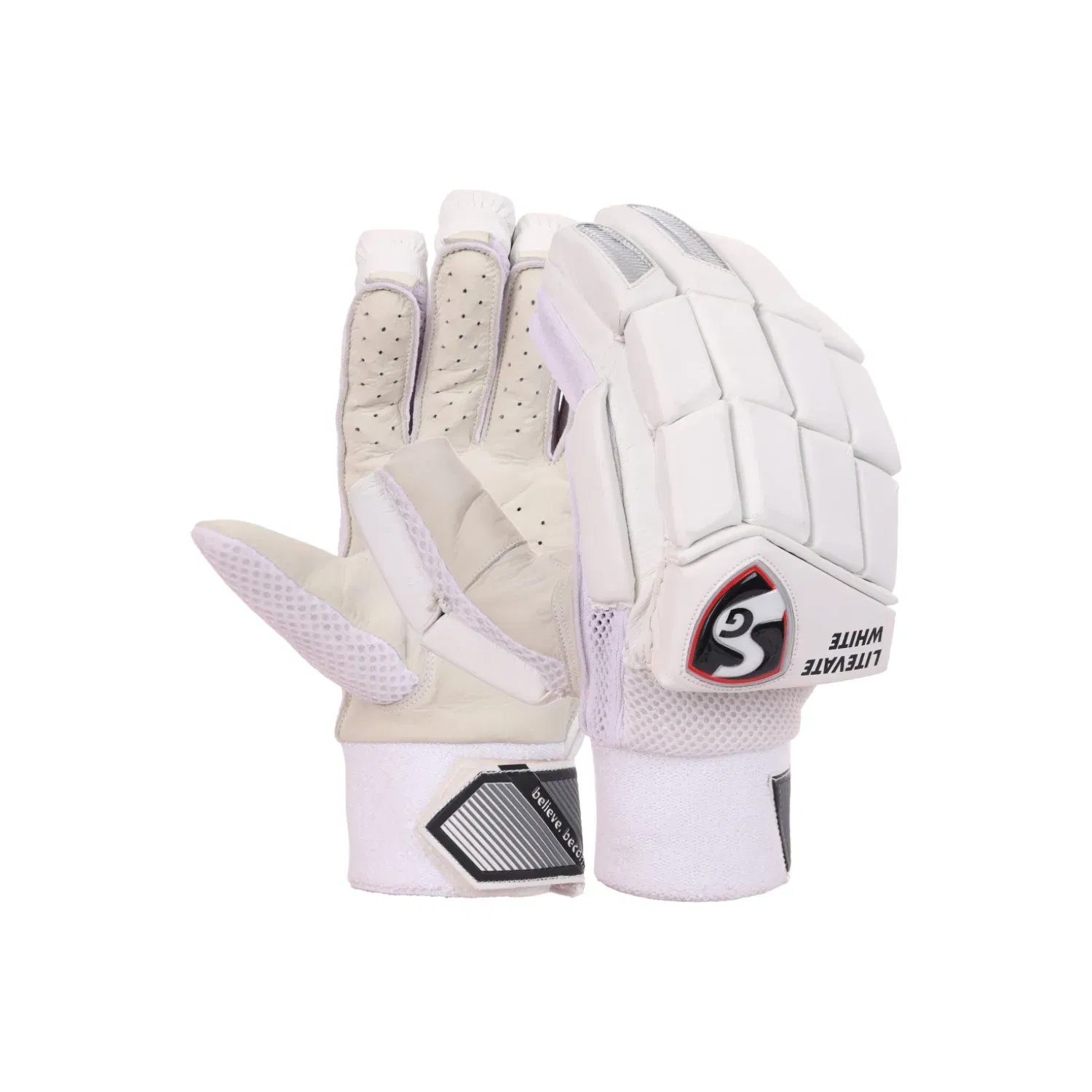 sg litevate white batting gloves (s.adult) Image 