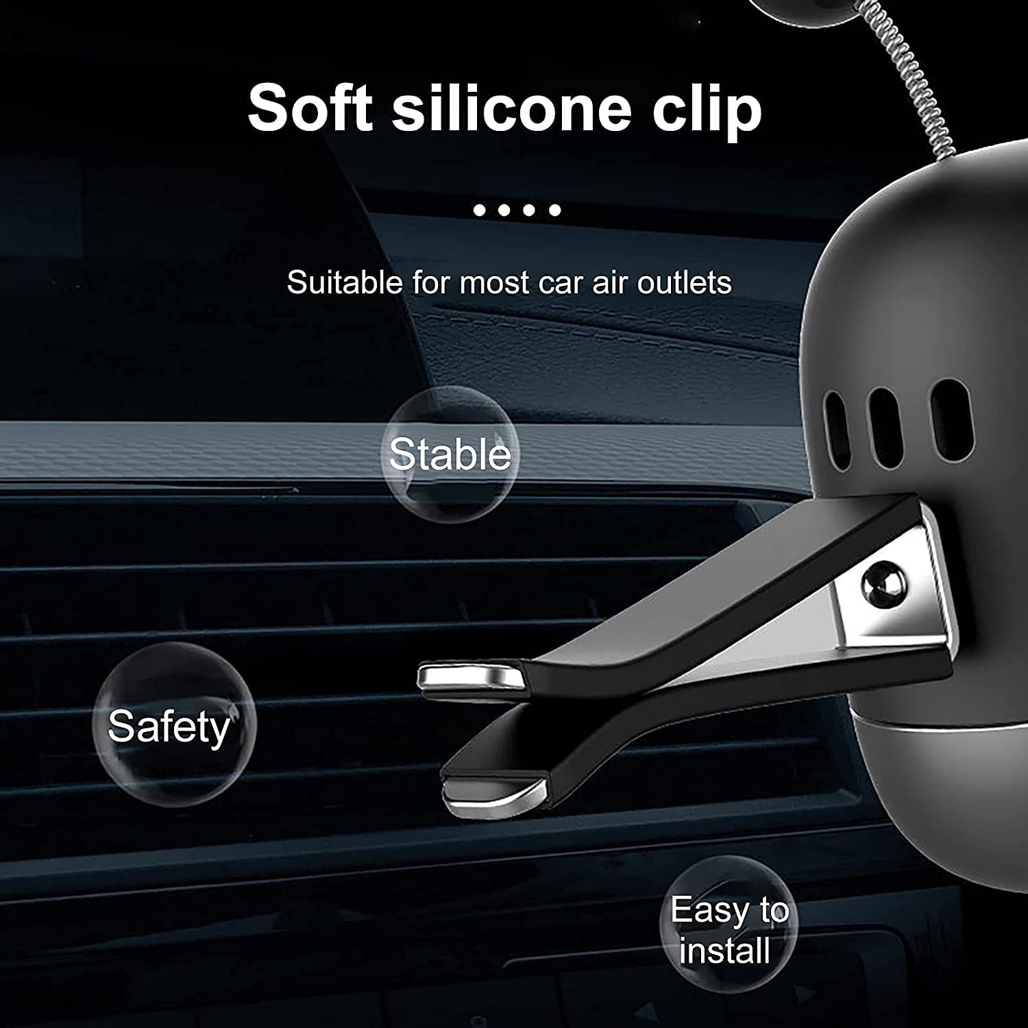 Car Vent Car Air Freshener Robot style with Clip Swing Tentacle car perfume Universal for cars (1 Fragrance Tablets, Black/SIlver) Image 