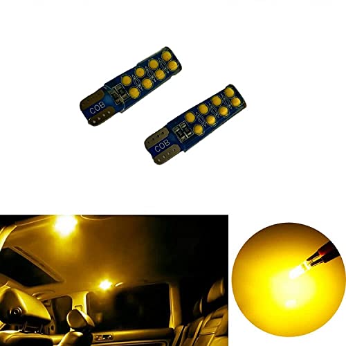 2x Yellow T10 W5W Car LED Interior Side Light Wedge Parking Bulb IP67 12V(Pack of 2) Image