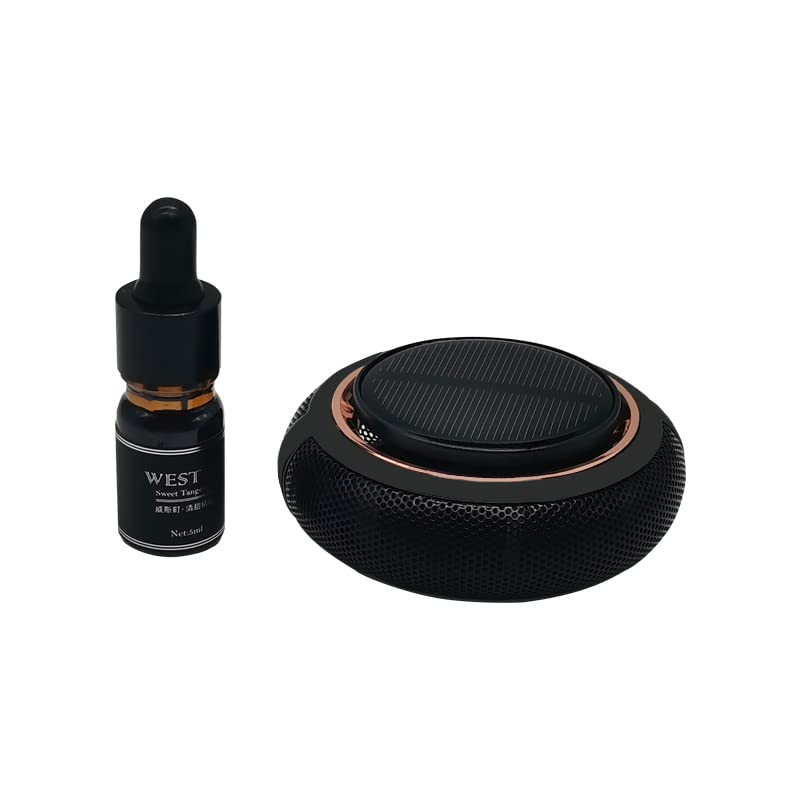 Car Aroma Diffuser Air Freshener Perfume Solar Power Dashboard UFO style Decoration With Perfume(Black)