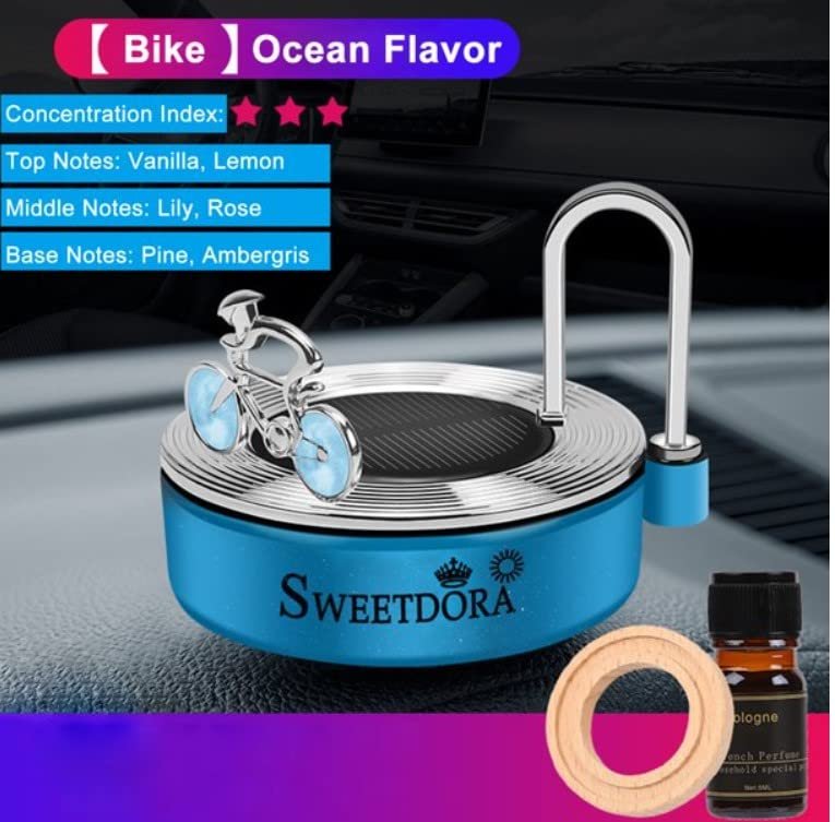 Car Creative Dashboard Ornaments-Car Solar Energy Perfume Decoration Center Console Car Bicycle Ornaments(Blue) Image 