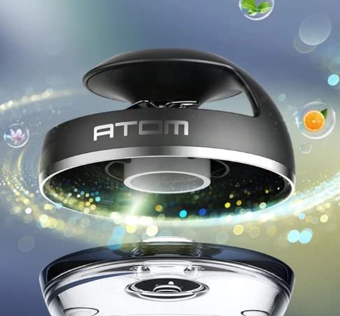 Car Aroma Diffuser Round Atom Air Freshener Perfume Solar Power Dashboard Decoration With Perfume (Atom Style, Black)