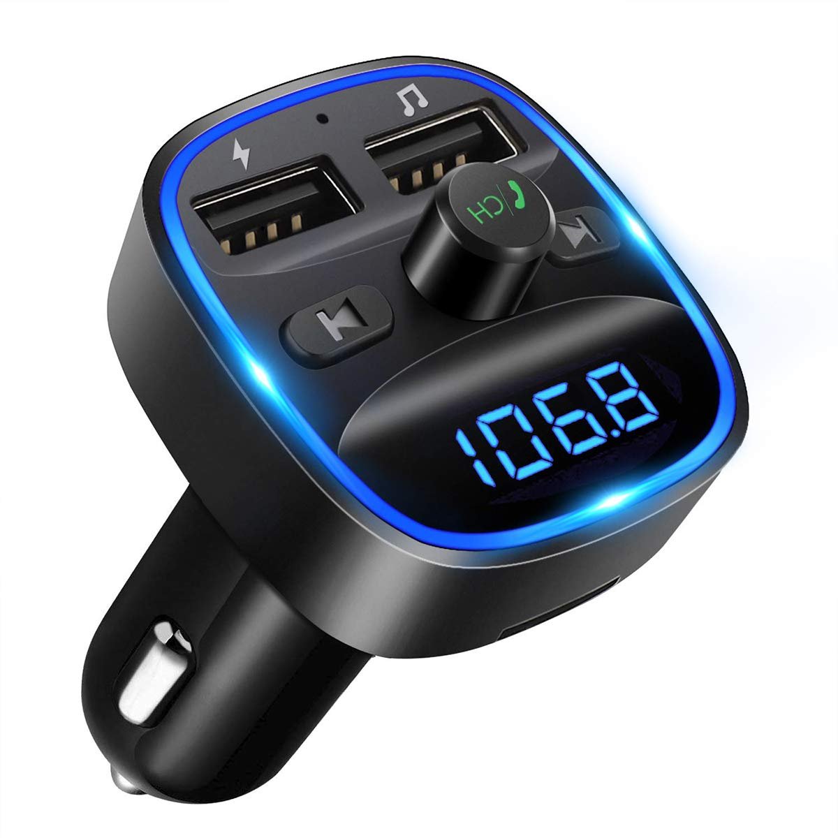 FM Transmitter Bluetooth FM Transmitter Wireless Radio Adapter Car Kit with Dual USB Charging Car Charger MP3 Player Support TF Card & USB Disk Image