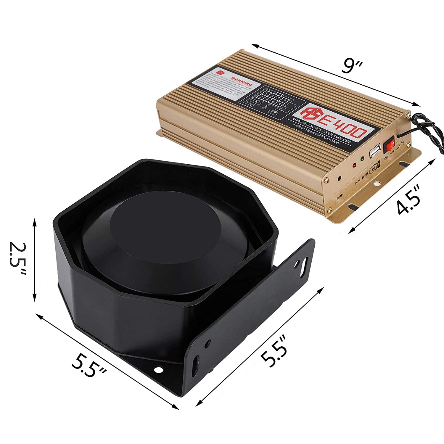 8 Sound Loud Car Warning Police Fire Emergency Alarm Fire Siren 2 Horn PA Speaker MIC System and Wireless Remote Control Alarm Buzzer(400Watt,12V) Image 