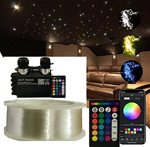 Bluetooth 16W RGBW Twinkle Starlight APP/Remote Music Mode LED Fiber Optic Light Star Ceiling Light Kit for Car Home Ceiling Decoration, PMMA Plastic 8858ft(2700m)/roll Diameter 0.2d B/m(0.75mm) Image