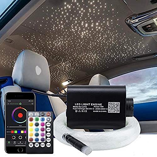 Twinkle Star Ceiling Light Kit, 16W RGBW APP + Remote Control Fibre Optic Light, with 450+50pcs (500Pieces) 0.75mm 2m Fibres+28key RF Remoter Control, for Decoration in Ceiling Image 
