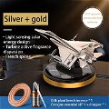Car Aroma Diffuser Air Freshener Perfume Solar Power Dashboard Jet style Decoration With Perfume(Golden) Image 