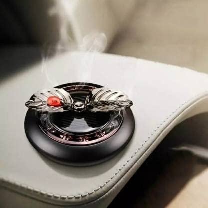 Car Aroma Diffuser Air Freshener Perfume Solar Power Dashboard Leaf style Decoration With Perfume(Black)