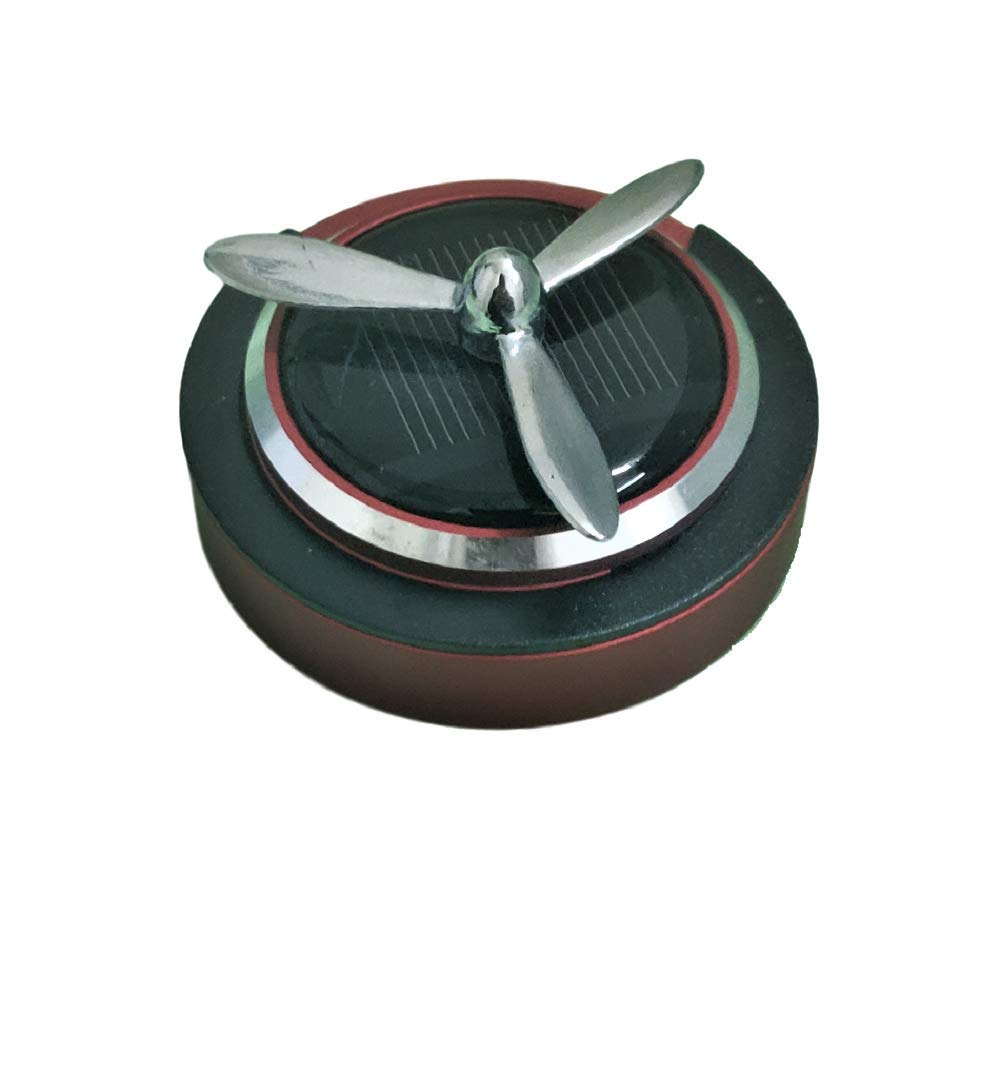 Solar Energy Fan Rotating Car Perfume with Long Lasting French Organic Fragrance, Feel-Good Premium car Air freshener (RED) Image