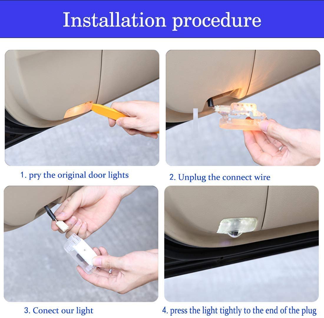3D Dynamic Rotating Light Car Door Shadow LED Lighting Projector Ghost Shadow Welcome Lights For VW (Pack of 2) Image 