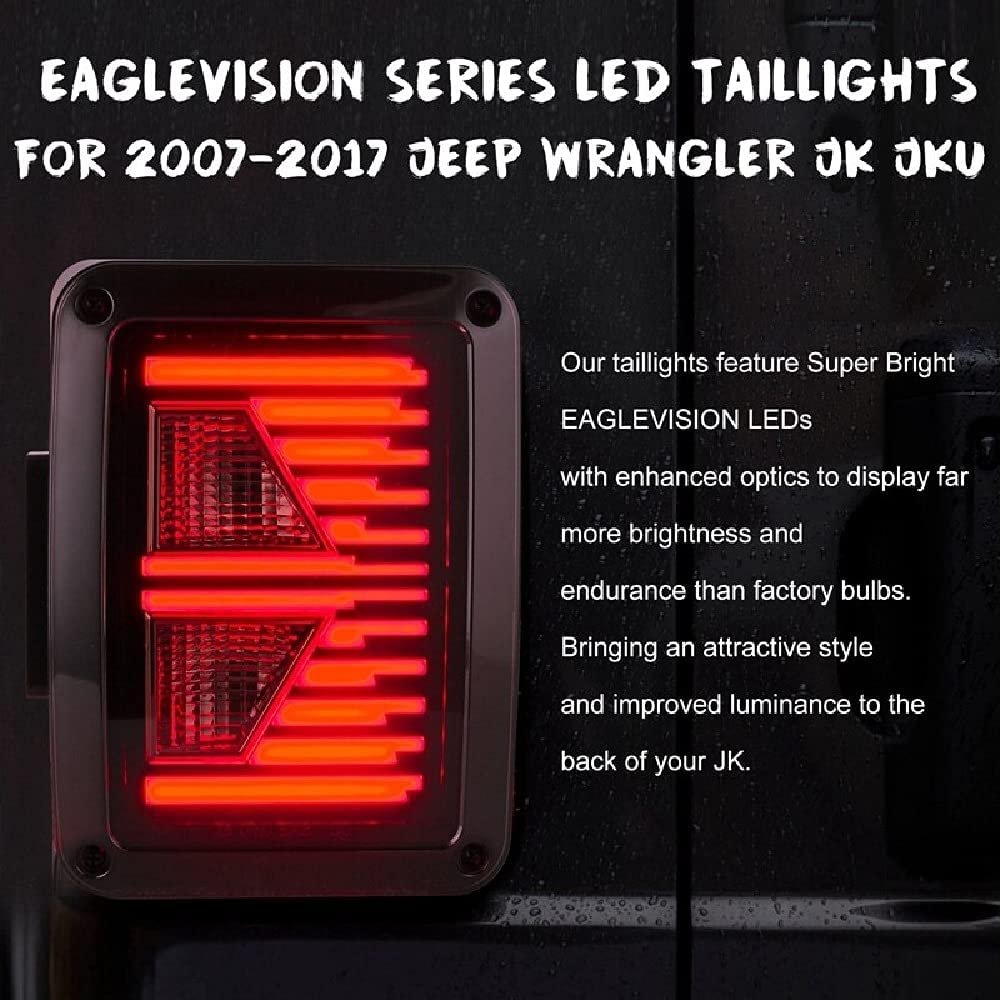JK Tail Light Assembly Clear LED w/Brake Light & Turn Signal for JK Thar Wrangle (Tail No. 6) Image 