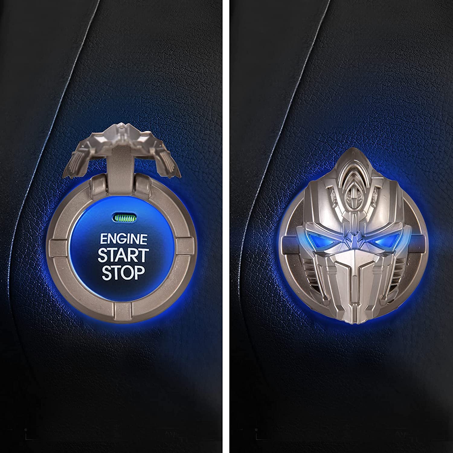 Car Engine Start Stop Button Gear-Shape, Alloy Metal Ignition Switch Decorative Push start start switch Engine Cover (Silver, Optimums Style) Image 