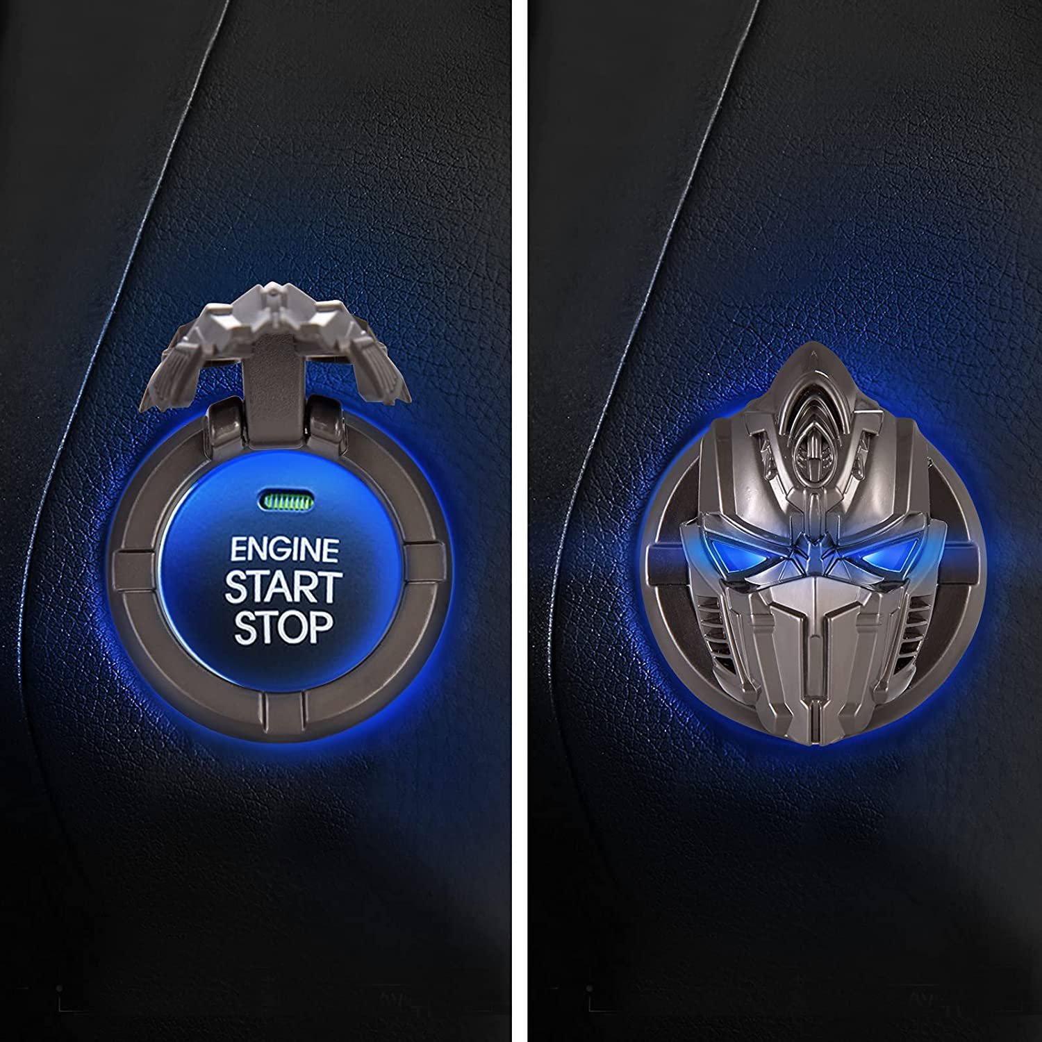 Rotary Car Engine Start Stop Button Gear-Shape, Alloy Metal Ignition Switch Decorative Push start switch Engine Cover (Black) Image 