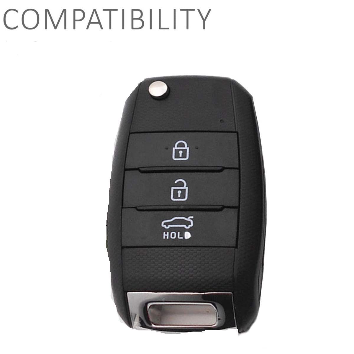 TPU Carbon Fiber Style Car Key Cover Compatible with Kia Seltos Sonet 3 Button Flip Key (White) Image 