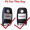 TPU Carbon Fiber Style Car Key Cover Compatible with Kia Seltos 3 Button Smart Key (Gold/Black) Image 
