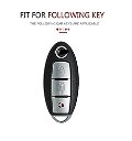 TPU Carbon Fiber Style Car Key Cover Compatible with Nissan Micra, Sunny, Teana, Magnite 3 Button Smart Key(Golden/Black) Image 