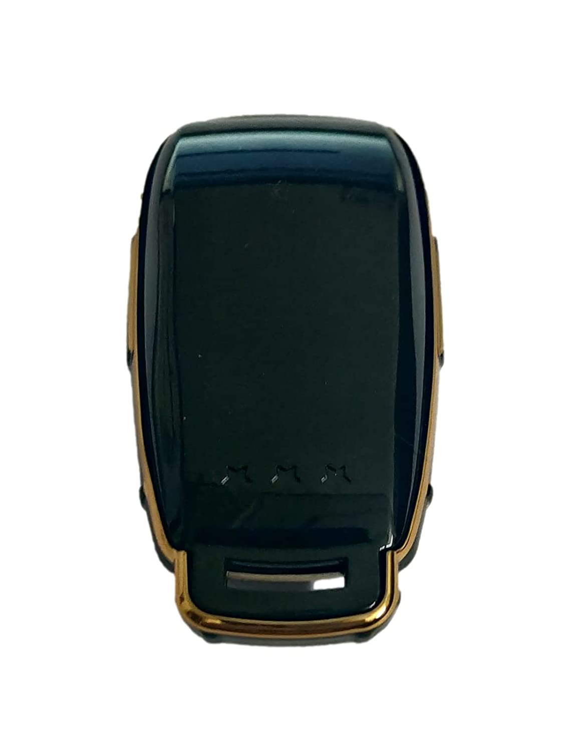 TPU Carbon Fiber Style Car Key Cover Compatible for Benz E Series Smart Key (Gold Black) Image 