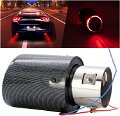 New Matte Carbon Fiber Exhaust Pipe Tips Muffler with LED Lights Universl Fitment(Red) Image 