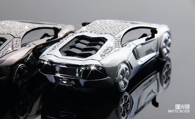 Luxury Car Interior Decoration Accessories Glitter Crystal Dashboard Ornament Auto Air Freshener Sportscar Design Perfume Stand (Chrome) Image 