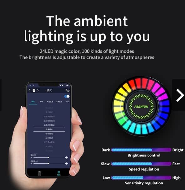 Ambient Sound Control Led Music Lights Aromatherapy Air Purifier RGB Color Rhythm Light Car Atmosphere Lamp Image 