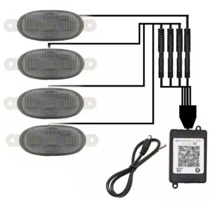 4PCS Smoked Front Grille LED Lights RGB Style Smoked Lens LED Front Grille Running Lights for Universal Fit