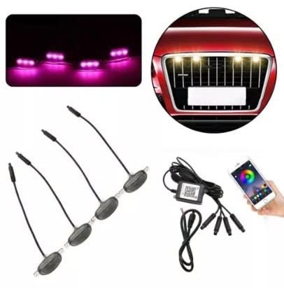 4PCS Smoked Front Grille LED Lights RGB Style Smoked Lens LED Front Grille Running Lights for Universal Fit Image 
