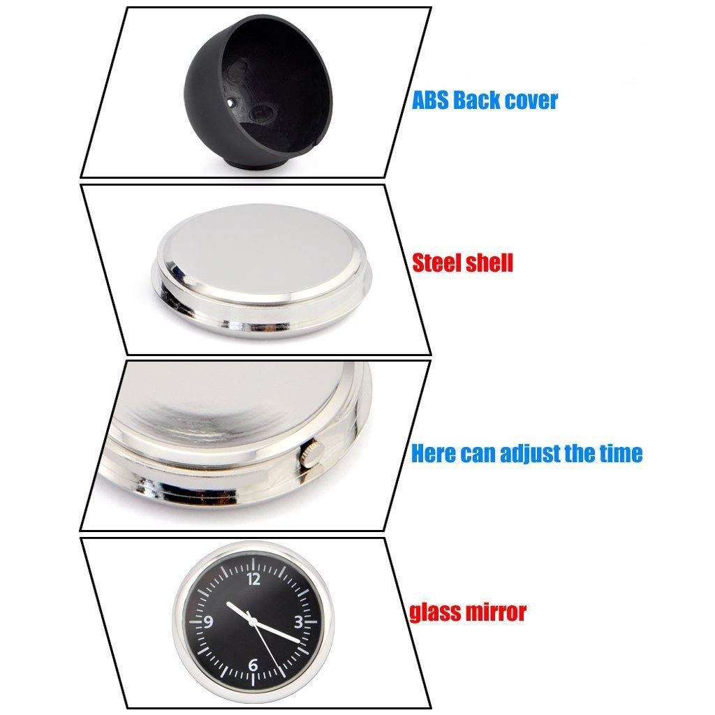 Universal Car Dashboard Analog Clock with Vent Clip and Adhesive Tape Image 