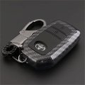 Carbon Fiber Key Fob Cover Shell Keyless Key Hard Case with Keychain for Toyota Fortuner 2 Button (Pack of 1,Black) Image 