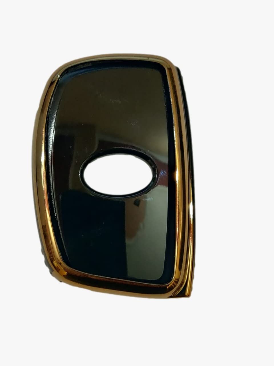 Crystal TPU Carbon Fiber Style 3 Button Remote Push Start Smart Key Cover for Creta, Grand i10, i20 Elite, i10 Nios, i20 Active, Verna,Aura (Gold/Black)