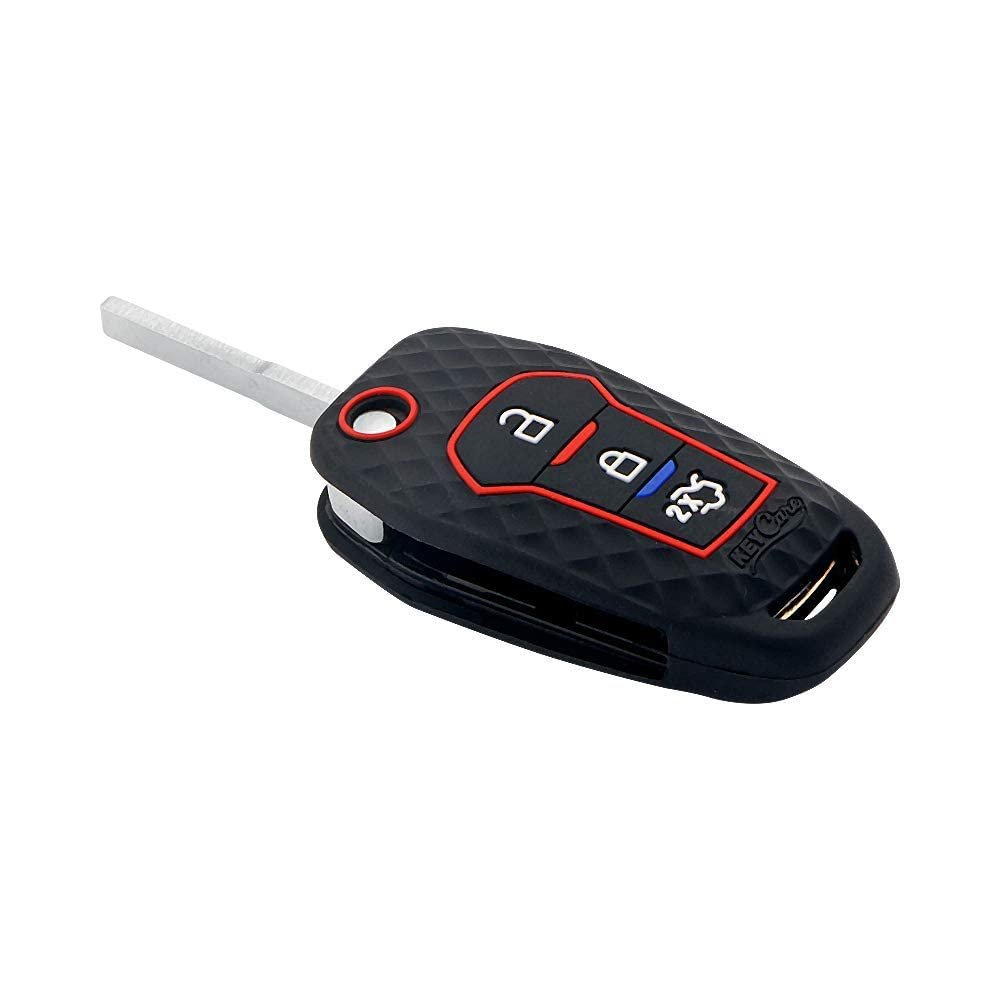 TPU Carbon Fiber Style Car Key Cover Compatible with Figo Aspire/ Endeavour flip Keys (Black)