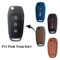 TPU Carbon Fiber Style Car Key Cover Compatible with Figo Aspire/ Endeavour flip Keys (Black) Image 