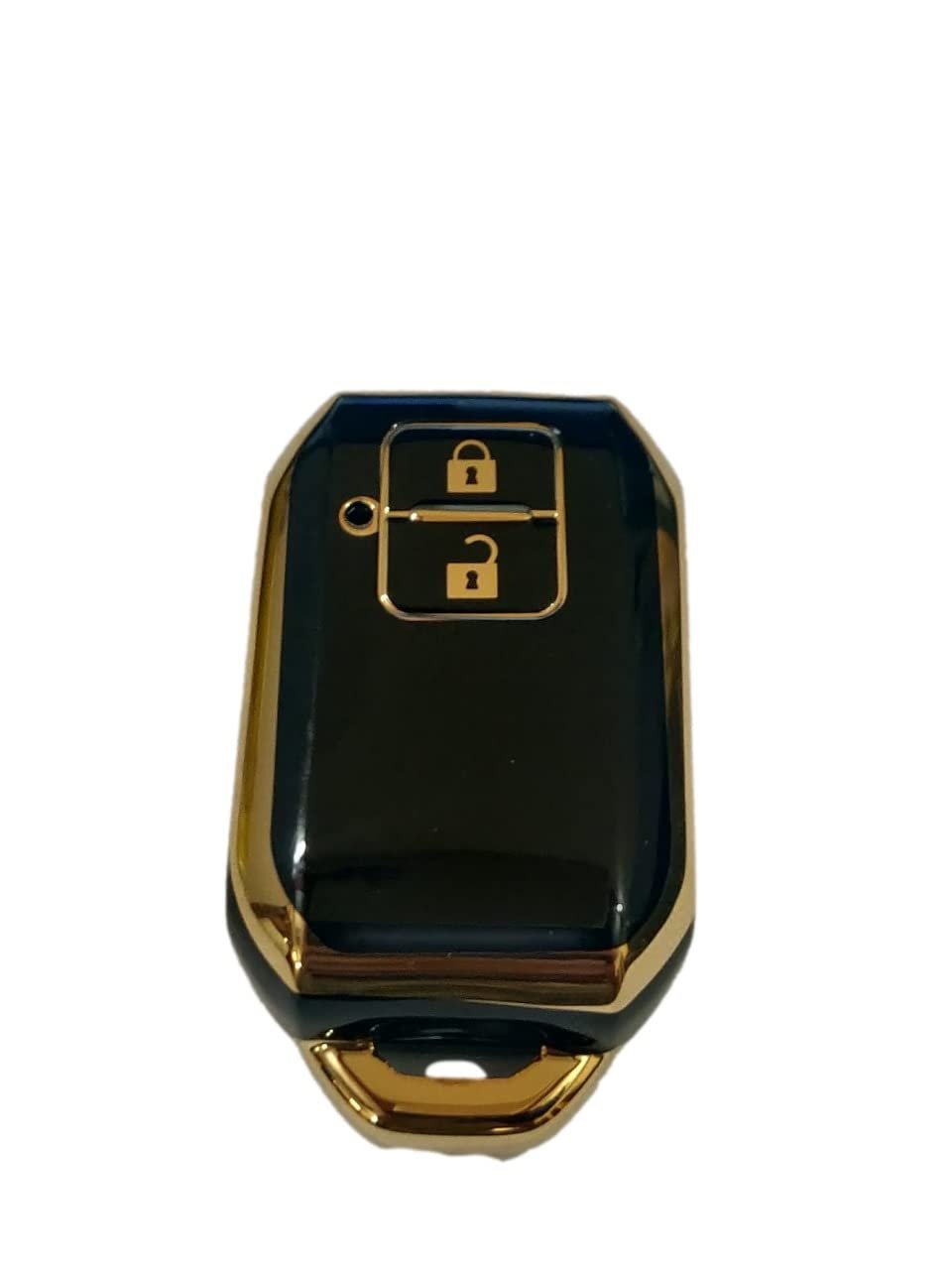 Carbon TPU Key Cover Compatible for Suzuki Baleno, XL6, Swift, Ertiga, Dzire (2 Button Smart Key,Gold/Black) Image
