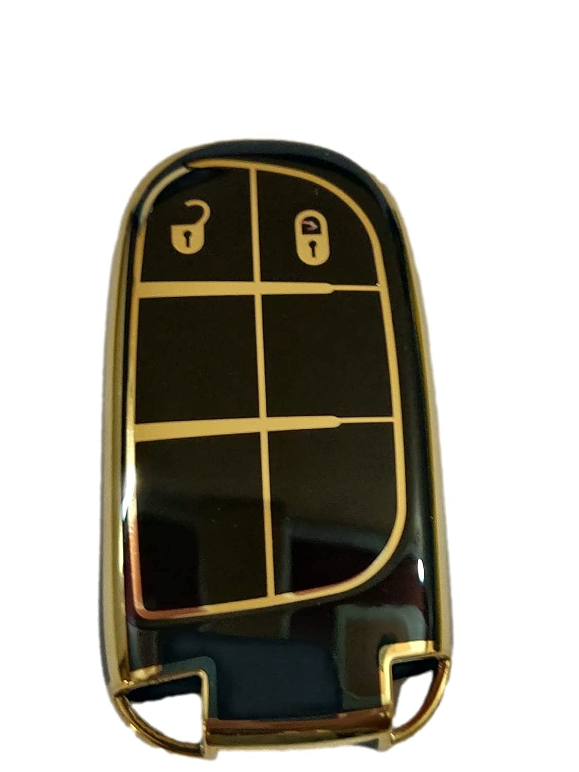 TPU Carbon Fiber Car Key Cover Compatible with Compass Smart Key (Black) Image