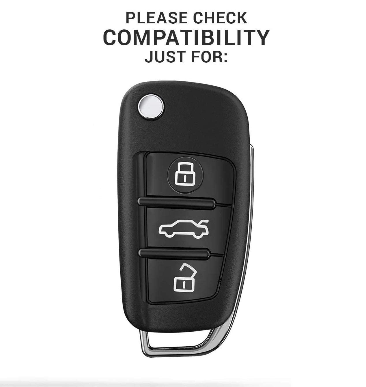 TPU Carbon Fiber Car Key Cover Compatible with Audi A1 A3 A6 Q2 Q3 Q7 TT TTS R8 S3 S6 RS3 Flip Key (Black) Image 