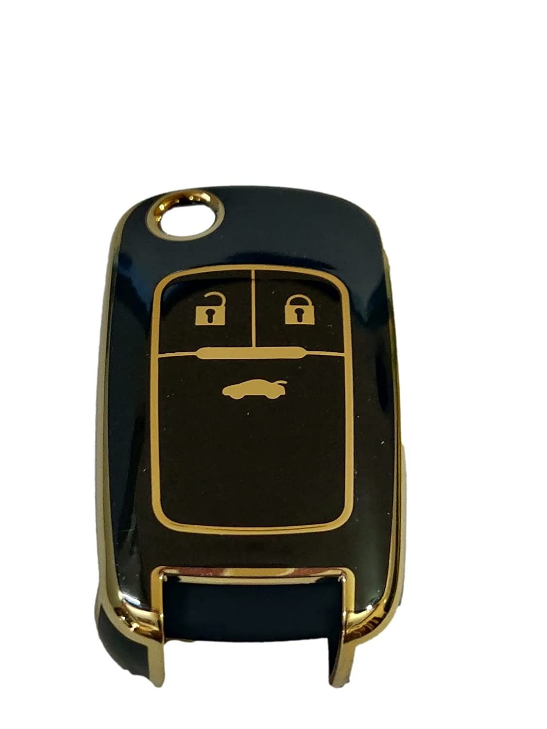 TPU Carbon Fiber Car Key Cover Compatible with Chevrolet Cruze (Black) Image