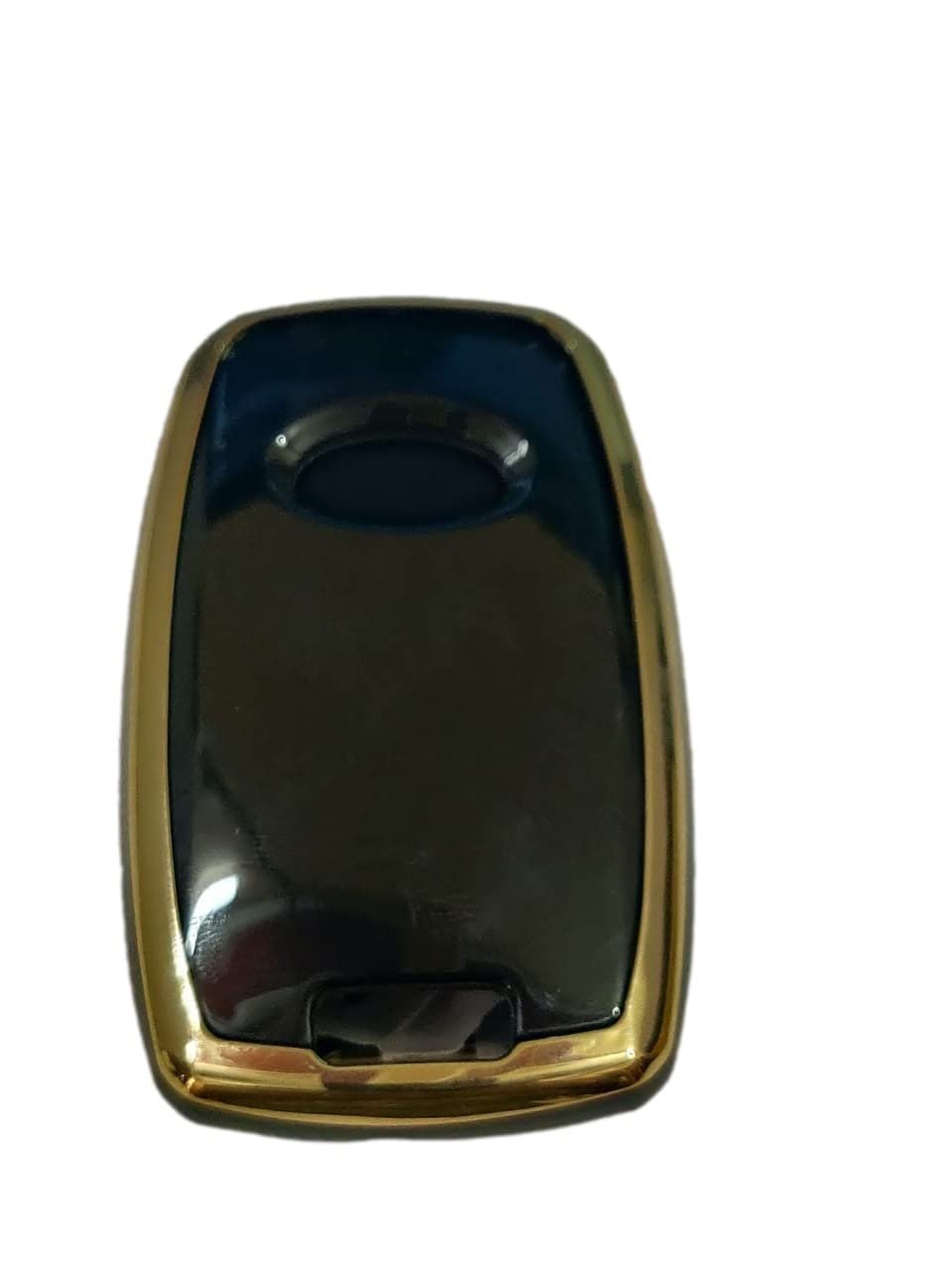 TPU Silicone Key Cover Compatible with Kia Carnival 5 Button Smart Key(Gold/Black) Image 