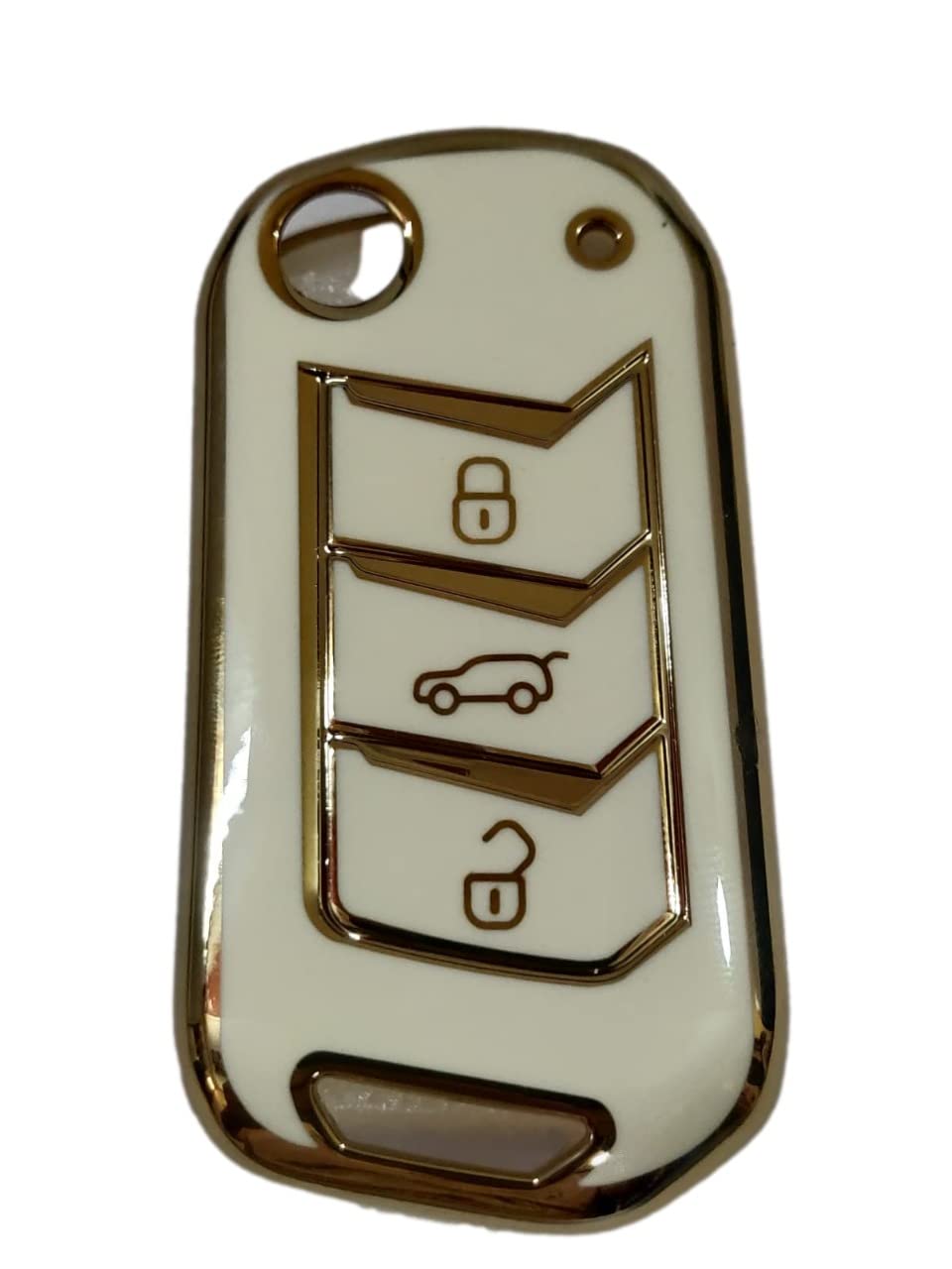 TPU Car Key Cover Compatible with New Mahindra Scorpio 2022, XUV 700, Thar 2020, Tuv-300, Marazzo, Scorpio 2019, Bolero 2020 Flip Key (Pack of 1, White) Image