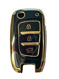 TPU Key Cover Compatible for Hyundai Verna/Elantra/Tucson 2017 Onwards 3 Button Flip Key (Black) Image 