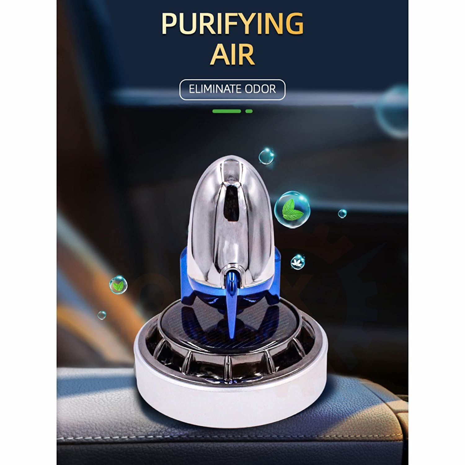 Car Aroma Diffuser Air Freshener Perfume Solar Power Dashboard Rocket style Decoration With Perfume(Silver)