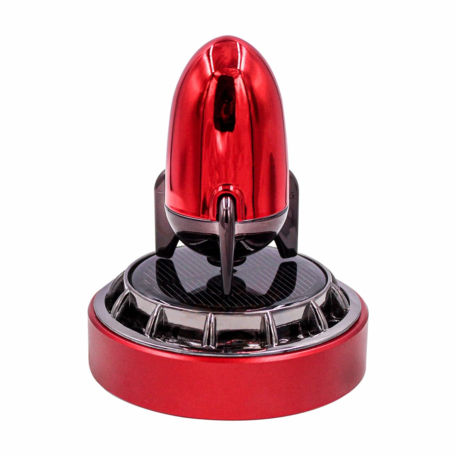 Car Aroma Diffuser Air Freshener Perfume Solar Power Dashboard Rocket style Decoration With Perfume(Red) Image