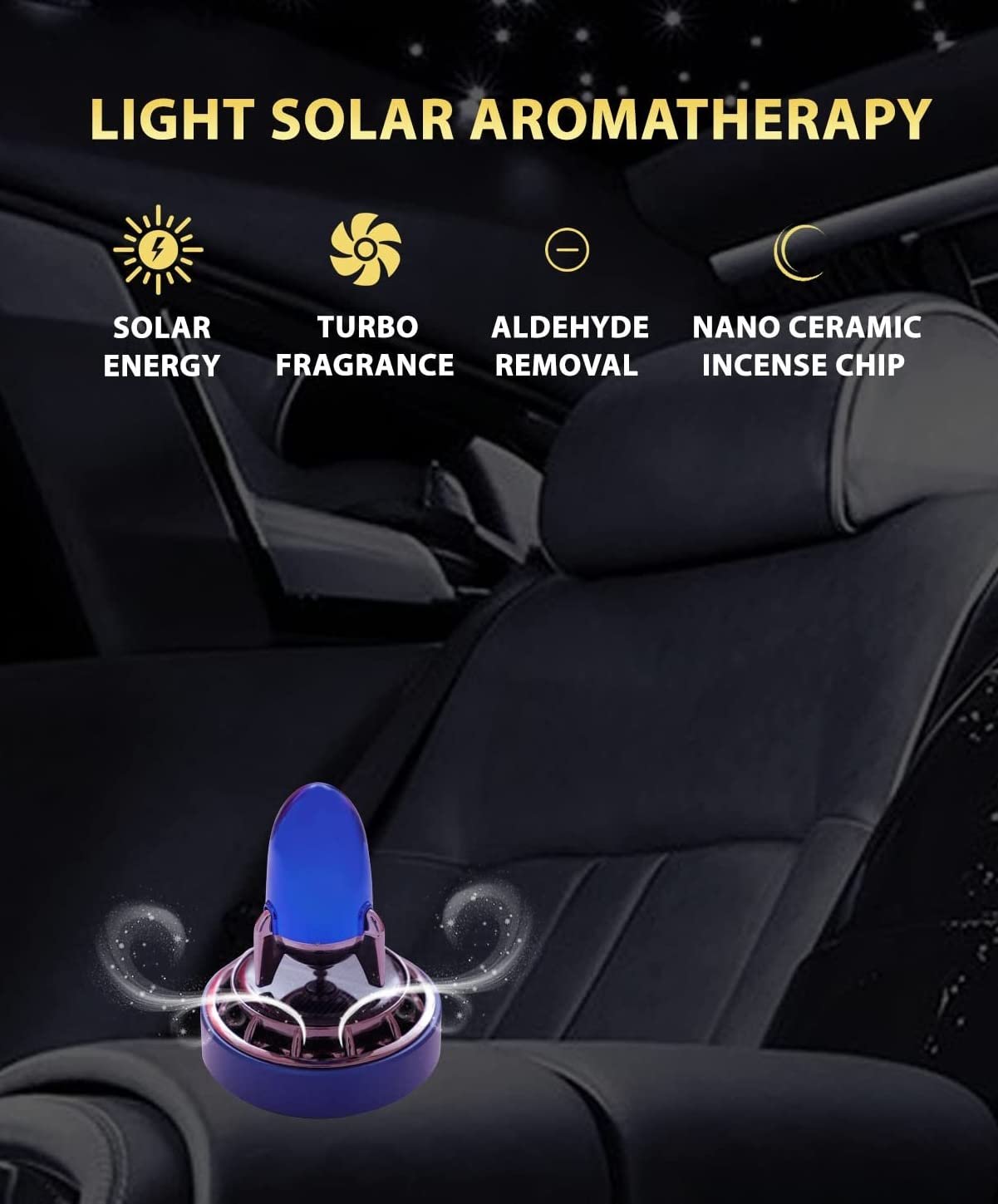 Car Aroma Diffuser Air Freshener Perfume Solar Power Dashboard Rocket style Decoration With Perfume(Blue)